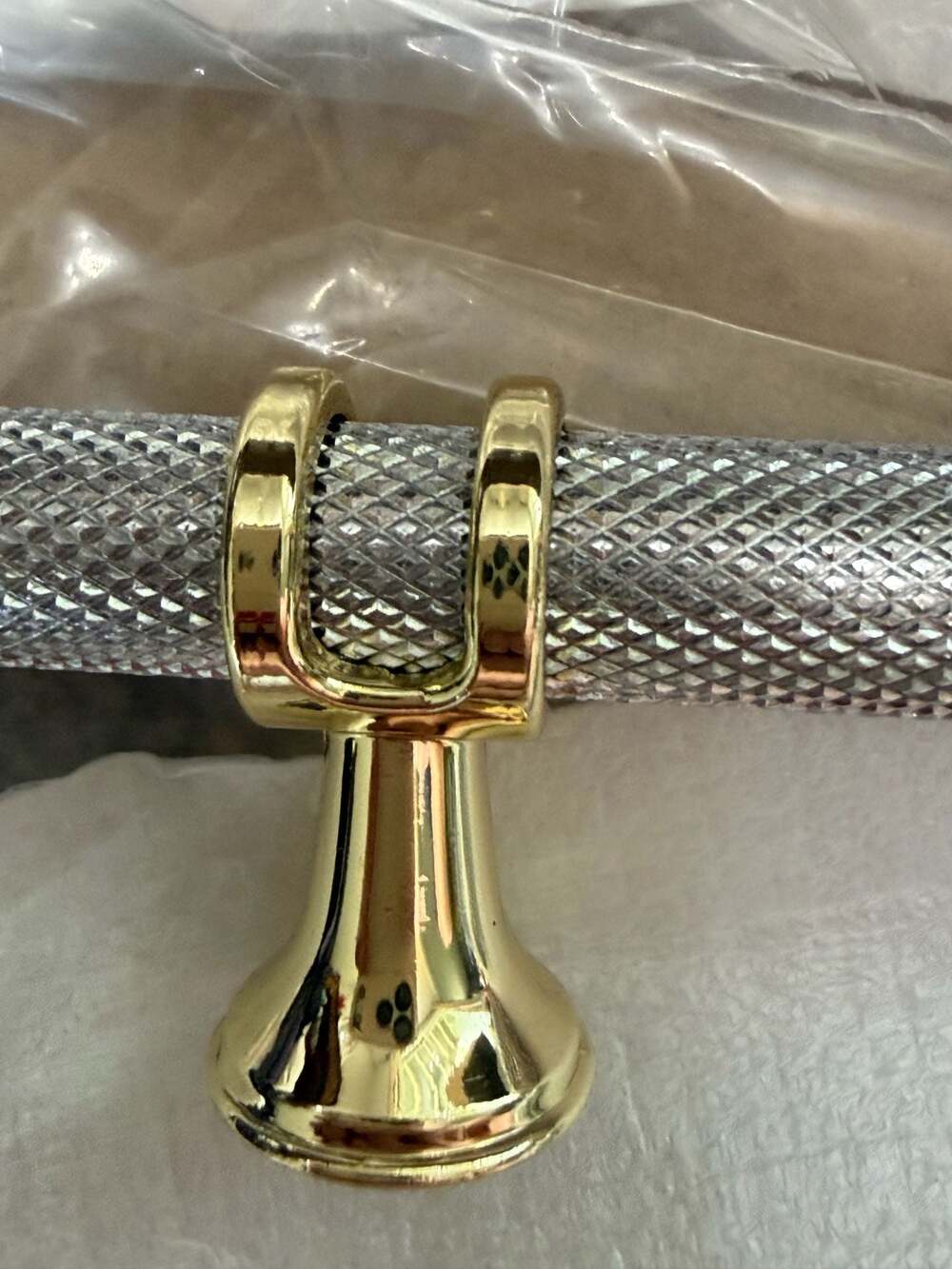 Knurled Cabinet Pulls Kitchen Hardware Drawer Handles Silver with Gold Accents